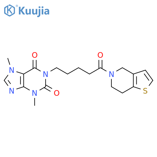 Thieno[3,2-c]pyridine,4,5,6,7-tetrahydro-5-[1-oxo-5-(2,3,6,7-tetrahydro-3,7-dimethyl-2,6-dioxo-1H-purin-1-yl)pentyl]- structure