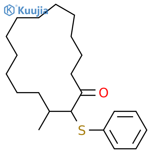 Cyclopentadecanone, 3-methyl-2-(phenylthio)- structure