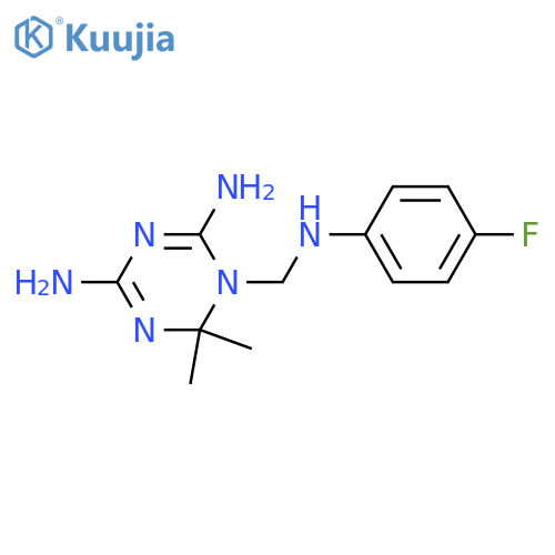 1,3,5-Triazine-2,4-diamine,1-[[(4-fluorophenyl)amino]methyl]-1,6-dihydro-6,6-dimethyl- structure