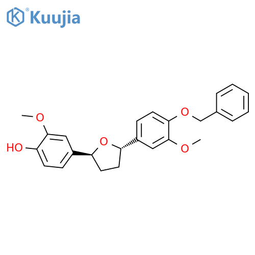 Phenol, 2-methoxy-4-[tetrahydro-5-[3-methoxy-4-(phenylmethoxy)phenyl]-2-furanyl]-, trans- (9CI) structure