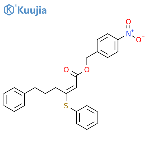 2-Hexenoic acid, 6-phenyl-3-(phenylthio)-, (4-nitrophenyl)methyl ester, (E)- (9CI) structure