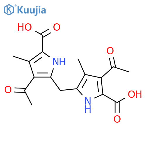 1H-Pyrrole-2-carboxylic acid, 3-acetyl-5-[(3-acetyl-5-carboxy-4-methyl-1H-pyrrol-2-yl)methyl]-4-methyl- structure