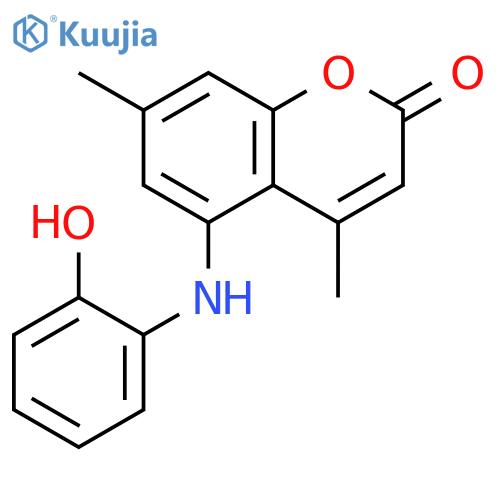 2H-1-Benzopyran-2-one, 5-[(2-hydroxyphenyl)amino]-4,7-dimethyl- structure