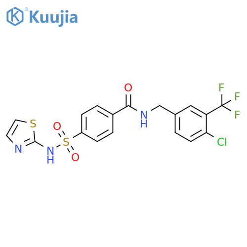 N-[4-chloro-3-(trifluoromethyl)benzyl]-4-[(1,3-thiazol-2-ylamino)sulfonyl]benzamide structure