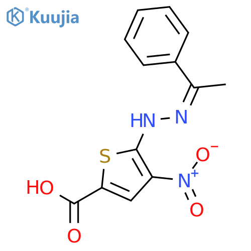 2-Thiophenecarboxylicacid, 4-nitro-5-[2-(1-phenylethylidene)hydrazinyl]- structure