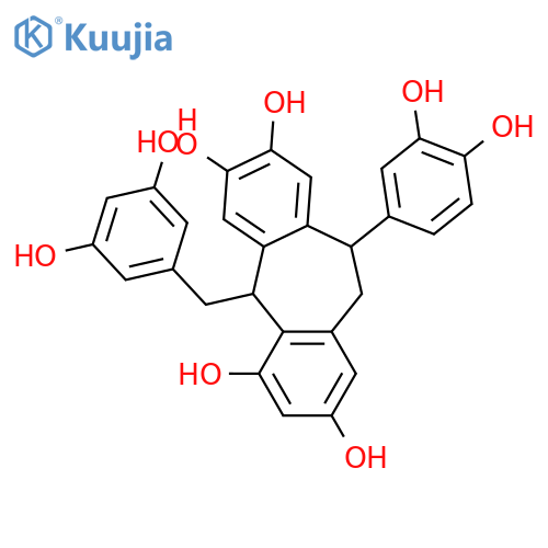 5H-Dibenzo[a,d]cycloheptene-2,3,6,8-tetrol,11-(3,4-dihydroxyphenyl)-5-[(3,5-dihydroxyphenyl)methyl]-10,11-dihydro- structure