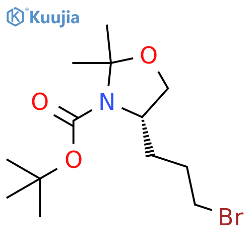 tert-butyl (4S)-4-(3-bromopropyl)-2,2-dimethyl-1,3-oxazolidine-3-carboxylate structure