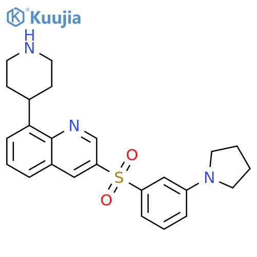 8-(piperidin-4-yl)-3-3-(pyrrolidin-1-yl)benzenesulfonylquinoline structure