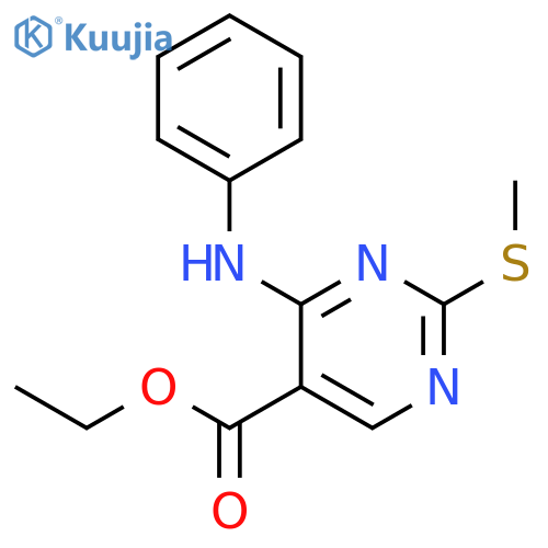 Ethyl 2-(methylthio)-4-(phenylamino)pyrimidine-5-carboxylate structure