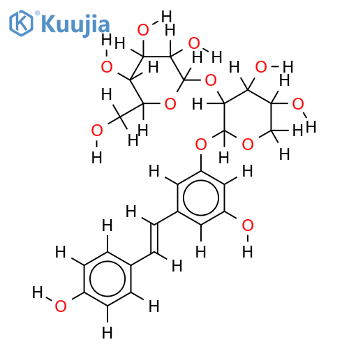 (E)-5,4'-dihydroxystilbene 3-O-beta-D-glucopyranosyl-(1->2)-beta-D-xylopyranoside structure