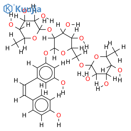 (Z)-5,4'-dihydroxystilbene 3-O-{alpha-L-rhamnopyranosyl-(1->2)-[alpha-L-rhamnopyranosyl-(1->6)]}-beta-D-glucopyranoside structure