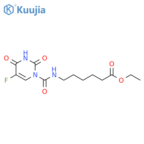 Hexanoic acid, 6-[[(5-fluoro-3,4-dihydro-2,4-dioxo-1(2H)-pyrimidinyl)carbonyl]amino]-, ethyl ester structure