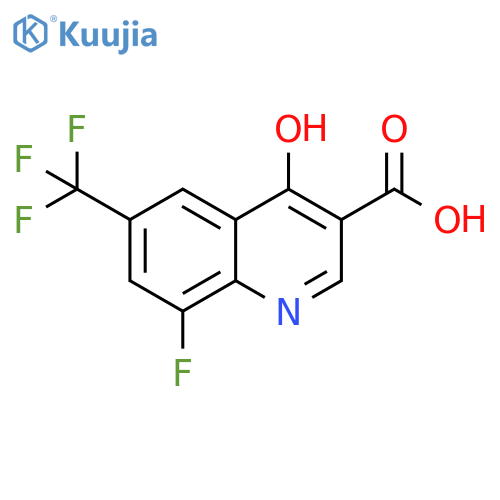 8-Fluoro-4-hydroxy-6-(trifluoromethyl)quinoline-3-carboxylic acid structure