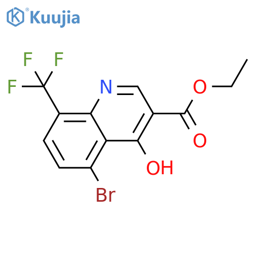 Ethyl 5-bromo-4-hydroxy-8-(trifluoromethyl)quinoline-3-carboxylate structure