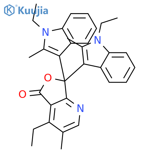 Furo[3,4-b]pyridin-5(7H)-one, 4-ethyl-7,7-bis(1-ethyl-2-methyl-1H-indol-3-yl)-3-methyl- structure