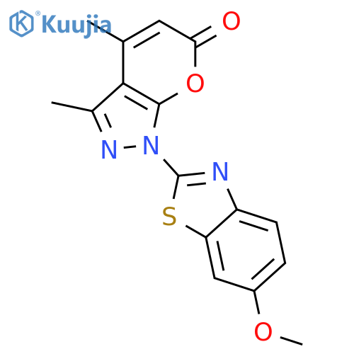 Pyrano[2,3-c]pyrazol-6(1H)-one,1-(6-methoxy-2-benzothiazolyl)-3,4-dimethyl- structure