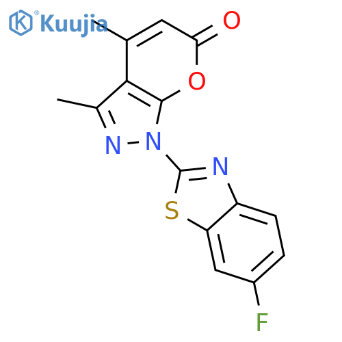 Pyrano[2,3-c]pyrazol-6(1H)-one,1-(6-fluoro-2-benzothiazolyl)-3,4-dimethyl- structure