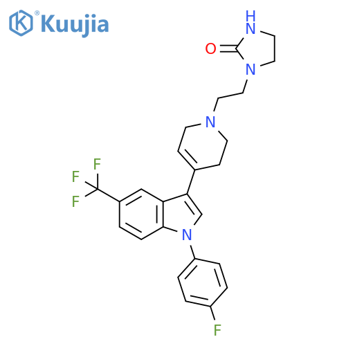 2-Imidazolidinone,1-[2-[4-[1-(4-fluorophenyl)-5-(trifluoromethyl)-1H-indol-3-yl]-3,6-dihydro-1(2H)-pyridinyl]ethyl]- structure