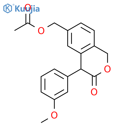 3H-2-Benzopyran-3-one, 6-[(acetyloxy)methyl]-1,4-dihydro-4-(3-methoxyphenyl)- structure
