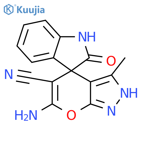 <br>6'-amino-3'-methyl-2-oxo-1'H-spiro[indoline-3,4'-pyrano[2,3-c]pyrazole]-5'- carbonitrile structure