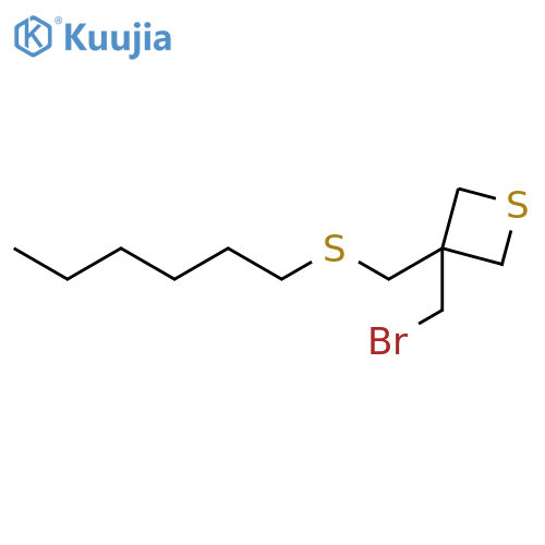 Thietane, 3-(bromomethyl)-3-[(hexylthio)methyl]- structure