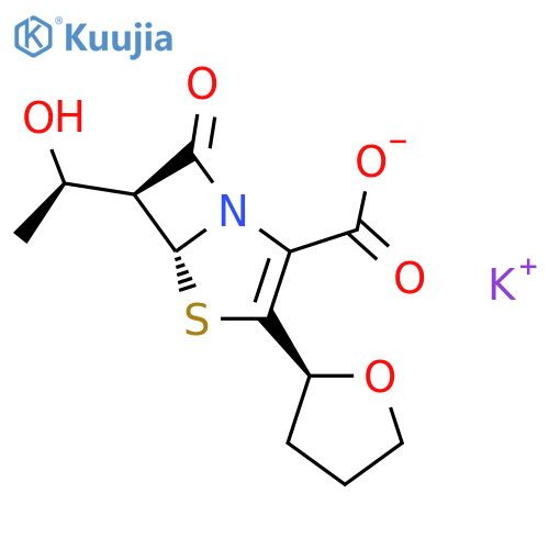 4-Thia-1-azabicyclo[3.2.0]hept-2-ene-2-carboxylicacid, 6-[(1R)-1-hydroxyethyl]-7-oxo-3-[(2R)-tetrahydro-2-furanyl]-, potassiumsalt (1:1), (5R,6S)- structure