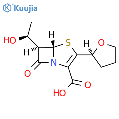 (5S,6R)-6-((S)-1-hydroxyethyl)-7-oxo-3-((S)-tetrahydrofuran-2-yl)-4-thia-1-azabicyclo[3.2.0]hept-2-ene-2-carboxylic acid structure