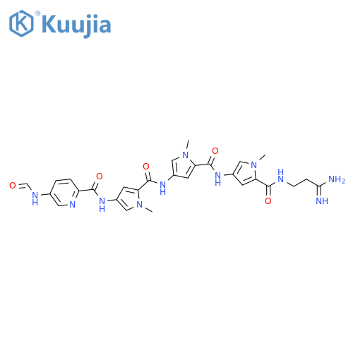 1H-Pyrrole-2-carboxamide,N-[5-[[(3-amino-3-iminopropyl)amino]carbonyl]-1-methyl-1H-pyrrol-3-yl]-4-[[[4-[[[5-(formylamino)-2-pyridinyl]carbonyl]amino]-1-methyl-1H-pyrrol-2-yl]carbonyl]amino]-1-methyl- structure