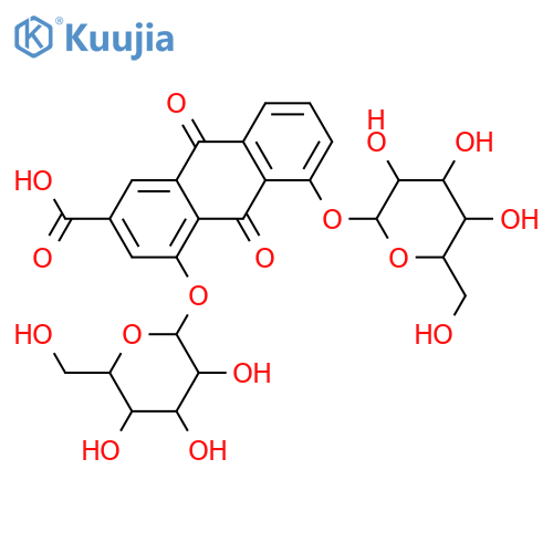 4,5-Dihydroxyanthraquinone-2-carboxylic acid; 4,5-Di-O-β-D-glucopyranoside structure