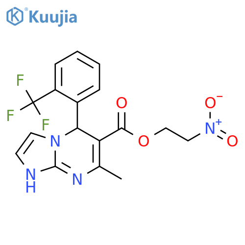 Imidazo[1,2-a]pyrimidine-6-carboxylic acid, 1,5-dihydro-7-methyl-5-[2-(trifluoromethyl)phenyl]-, 2-nitroethyl ester structure
