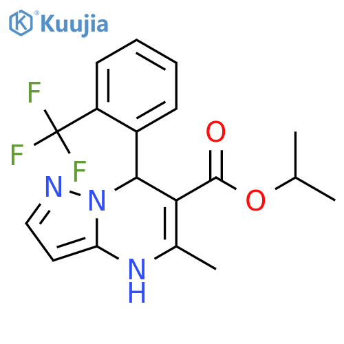 Pyrazolo[1,5-a]pyrimidine-6-carboxylic acid, 4,7-dihydro-5-methyl-7-[2-(trifluoromethyl)phenyl]-, 2-propyl ester structure