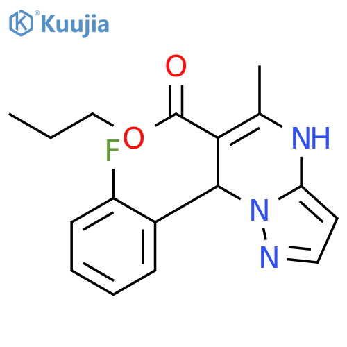 Pyrazolo[1,5-a]pyrimidine-6-carboxylic acid, 7-(2-fluorophenyl)-4,7-dihydro-5-methyl-, propyl ester structure