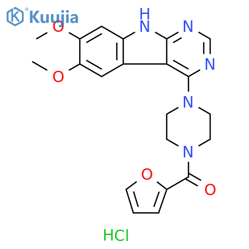Methanone, [4-(6,7-dimethoxy-9H-pyrimido[4,5-b]indol-4-yl)-1-piperazinyl]-2-furanyl-, hydrochloride (1:1) structure