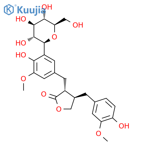 4-[(4-Hydroxy-3-methoxyphenyl)methyl]-3-[[4-hydroxy-3-methoxy-5-[3,4,5-trihydroxy-6-(hydroxymethyl)oxan-2-yl]phenyl]methyl]oxolan-2-one structure