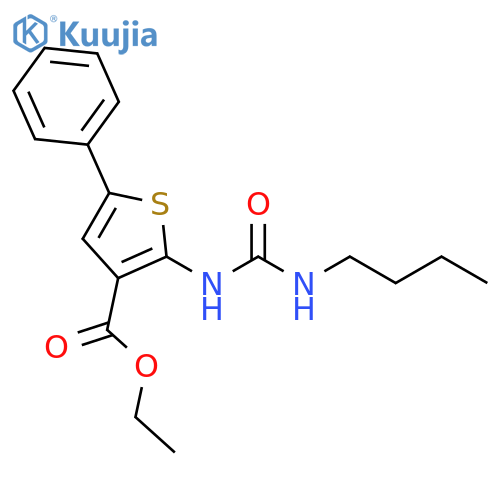 3-Thiophenecarboxylic acid, 2-[[(butylamino)carbonyl]amino]-5-phenyl-,ethyl ester structure