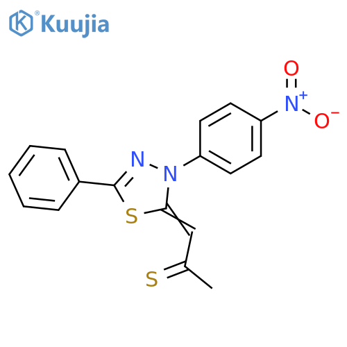 2-Propanethione,1-[3-(4-nitrophenyl)-5-phenyl-1,3,4-thiadiazol-2(3H)-ylidene]- structure