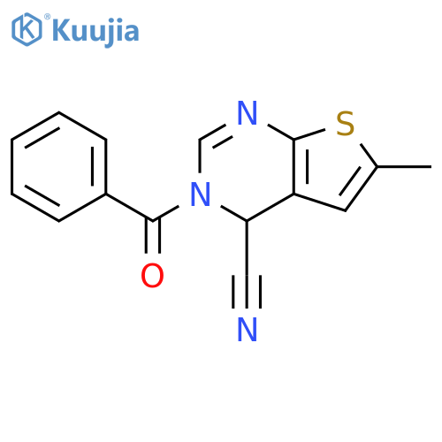 Thieno[2,3-d]pyrimidine-4-carbonitrile, 3-benzoyl-3,4-dihydro-6-methyl- structure