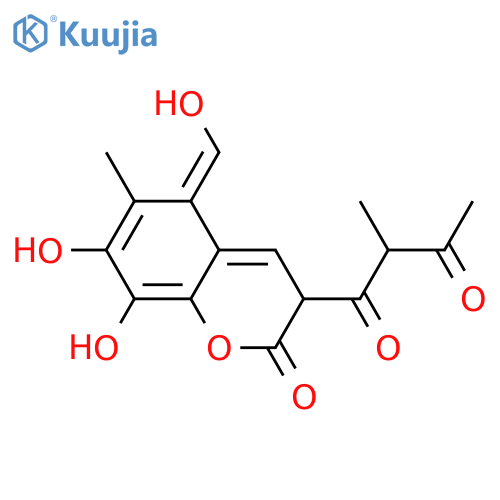 7,8-dihydroxy-5-(hydroxymethylene)-3-(2-methyl-1,3-dioxobutyl)-6-methylcoumarin structure