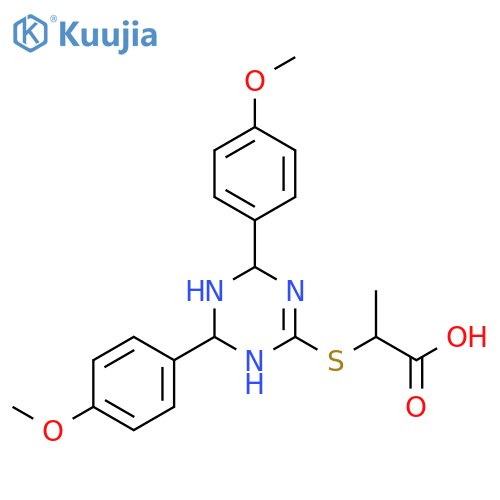 Propanoic acid,2-[[1,4,5,6-tetrahydro-4,6-bis(4-methoxyphenyl)-1,3,5-triazin-2-yl]thio]- structure