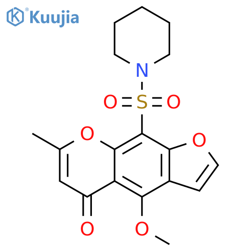 Piperidine,1-[(4-methoxy-7-methyl-5-oxo-5H-furo[3,2-g][1]benzopyran-9-yl)sulfonyl]- structure
