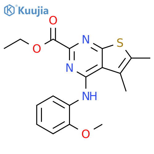 Thieno[2,3-d]pyrimidine-2-carboxylic acid,4-[(2-methoxyphenyl)amino]-5,6-dimethyl-, ethyl ester structure