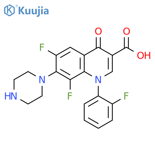 3-Quinolinecarboxylic acid,6,8-difluoro-1-(2-fluorophenyl)-1,4-dihydro-4-oxo-7-(1-piperazinyl)- structure