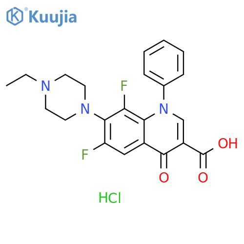 3-Quinolinecarboxylic acid, 7-(4-ethyl-1-piperazinyl)-6,8-difluoro-1,4-dihydro-4-oxo-1-phenyl-, hydrochloride (1:1) structure