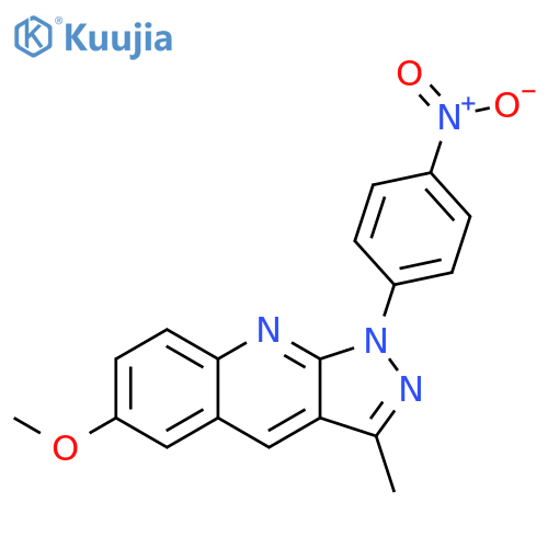 1H-Pyrazolo[3,4-b]quinoline, 6-methoxy-3-methyl-1-(4-nitrophenyl)- structure