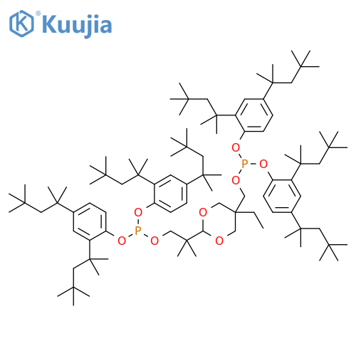 Phosphorous acid, [2-[2-[[bis[2,4-bis(1,1,3,3-tetramethylbutyl)phenoxy]phosphino]oxy]-1,1-dimethylethyl]-5-ethyl-1,3-dioxan-5-yl]methyl bis[2,4-bis(1,1,3,3-tetramethylbutyl)phenyl] ester structure