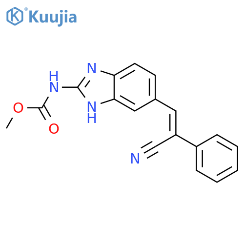Carbamic acid, [5-(2-cyano-2-phenylethenyl)-1H-benzimidazol-2-yl]-, methyl ester structure