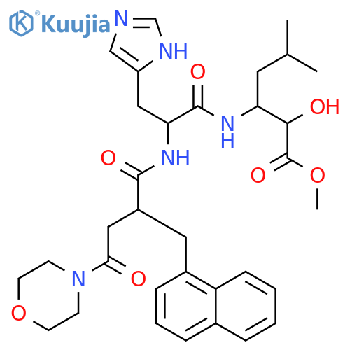 Hexanoic acid, 2-hydroxy-3-[[3-(1H-imidazol-5-yl)-2-[[4-(4-morpholinyl)-2-(1-naphthalenylmethyl)-1,4-dioxobutyl]amino]-1-oxopropyl]amino]-5-methyl-, methyl ester structure