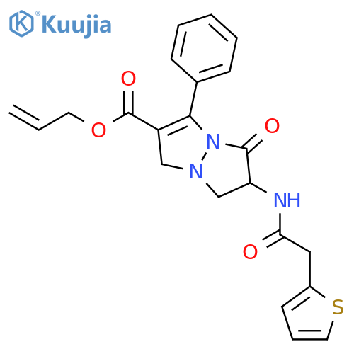 1H,5H-Pyrazolo[1,2-a]pyrazole-2-carboxylic acid, 6,7-dihydro-5-oxo-3-phenyl-6-[(2-thienylacetyl)amino]-, 2-propenyl ester, (±)- structure