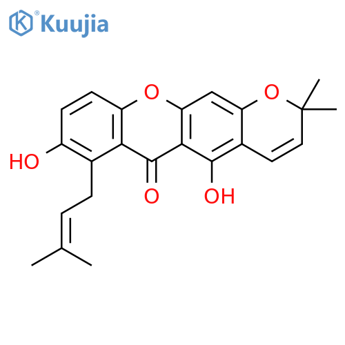 2H,6H-Pyrano[3,2-b]xanthen-6-one, 5,8-dihydroxy-2,2-dimethyl-7-(3-methyl-2-buten-1-yl)- structure