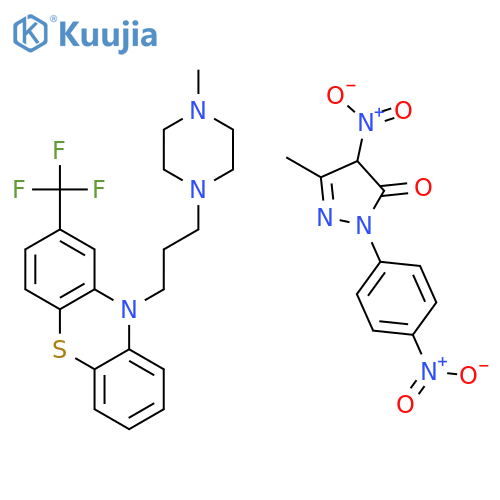 10H-Phenothiazine, 10-[3-(4-methyl-1-piperazinyl)propyl]-2-(trifluoromethyl)-, compd. with 2,4-dihydro-5-methyl-4-nitro-2-(4-nitrophenyl)-3H-pyrazol-3-one (1:1) structure